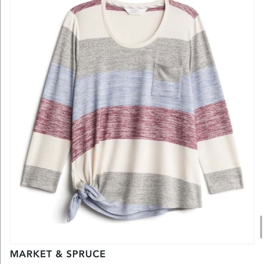 Vreelan one pocket side knot knit top